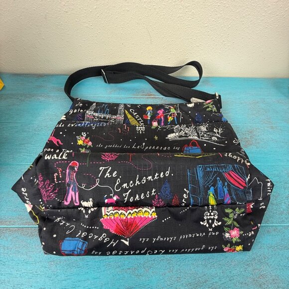 LeSportSac Crossbody "Wonderland" Print Limited Edition Black - Picture 2 of 6